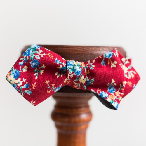 Стильная ярко-красная галстук-бабочка с цветами, «Flowers Red»