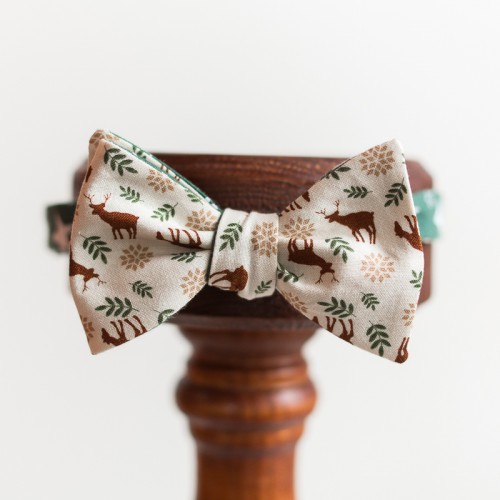 Детский галстук с оленями ручной работы, «Forest White»