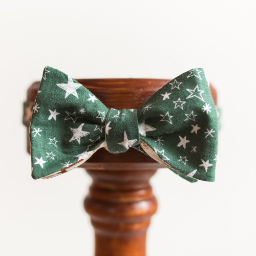 Зеленая галстук-бабочка с белоснежными звездами, детская, «Stars Green»