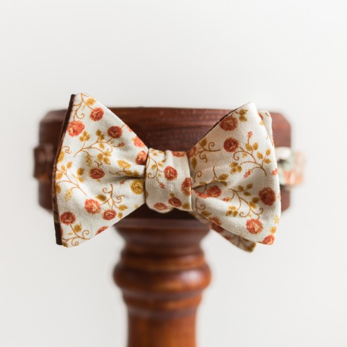 Эксклюзивная галстук-бабочка для детей, белая с нежными цветами «Nana White»