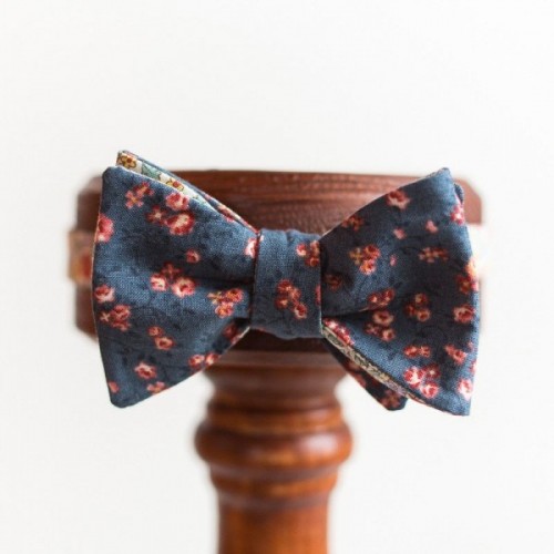 Стильный галстук-бабочка синего цвета в мелкий цветок, детский, «Toto Blue»