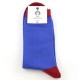 Однотонные синие носки с красной пяткой