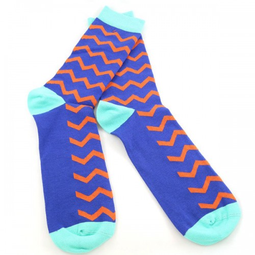 Стильные синие носки Baboon с оранжевыми зигзагами