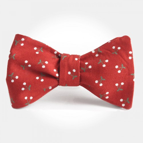 Двухсторонняя галстук-бабочка, 100% хлопок, «Small Cherry Red»