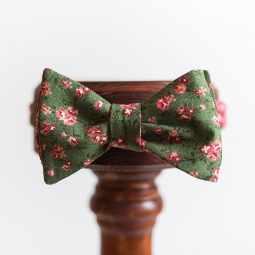 Зеленая двухсторонняя галстук-бабочка, 100% хлопок, «Toto green»