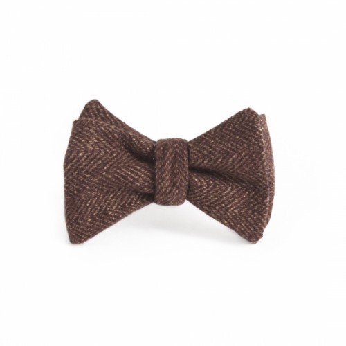 Двухсторонняя галстук-бабочка коричневая, 100% хлопок, «Tracked Brown»