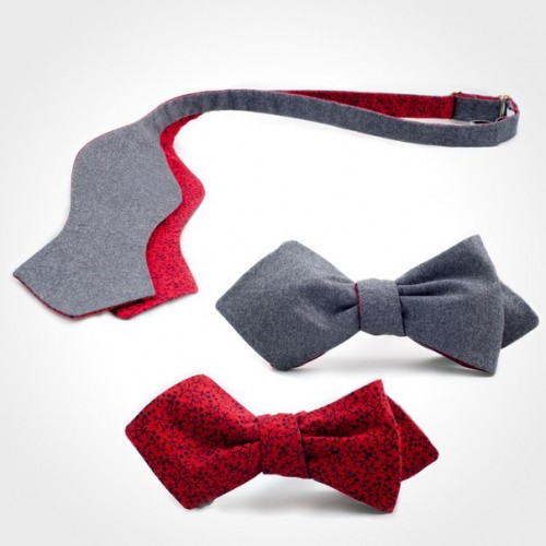 Тругольная  галстук-бабочка ручной работы, 100% хлопок, «Elada Red»