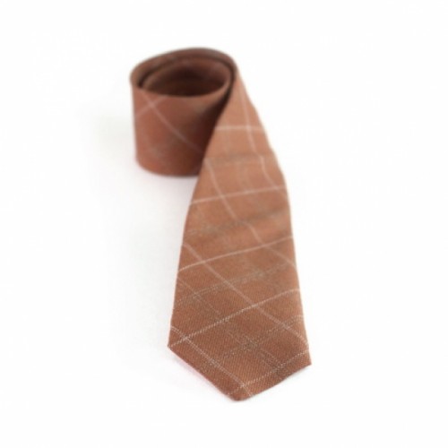 Светло-коричневый галстук ручной работы в тонкую полоску