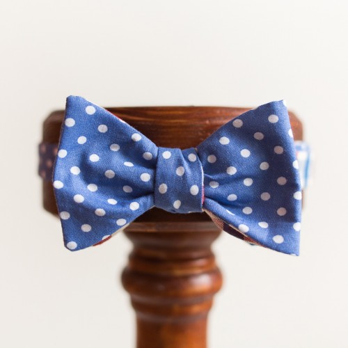 Синяя галстук-бабочка в белый горох, «Dotter blue»